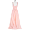 Starzz sem mangas Chiffon Longo vestido de dama de honra rosa simples ST000075-1